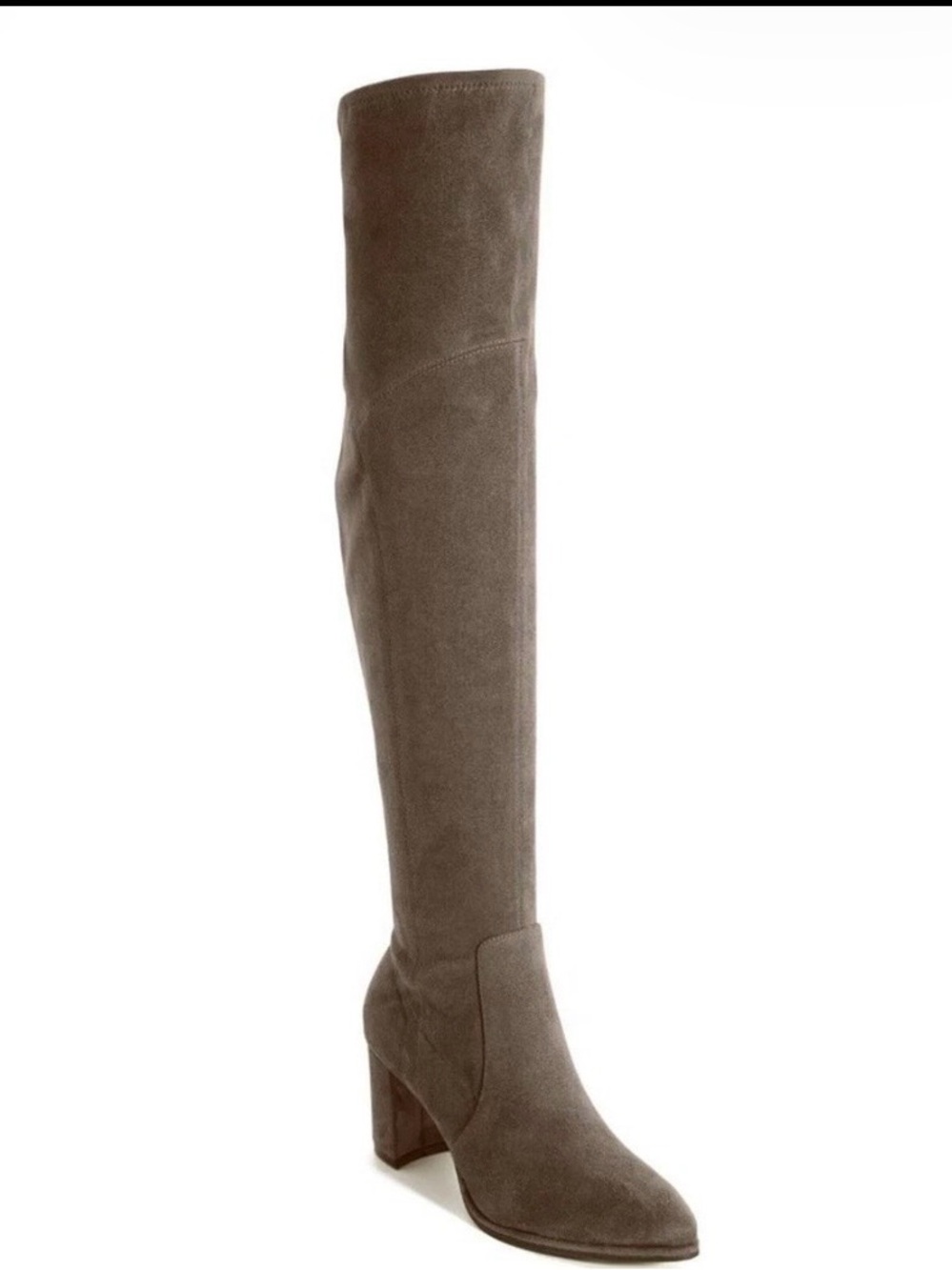 Marc Fisher Over-the-Knee Suede Block Heel Boots - Taupe